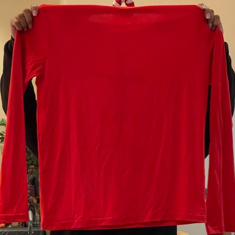 Red or Black Long Sleeve T-“Christmas Begins w/Christ” - Picture 2 of 4